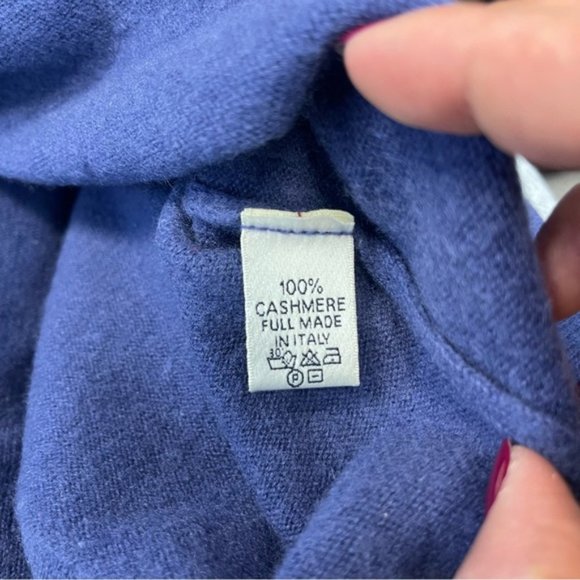 FIGINI 100% Cashmere Blue/Purple V-Neck Sweater *No Size Fits S/M* Made in Italy - Picture 9 of 9